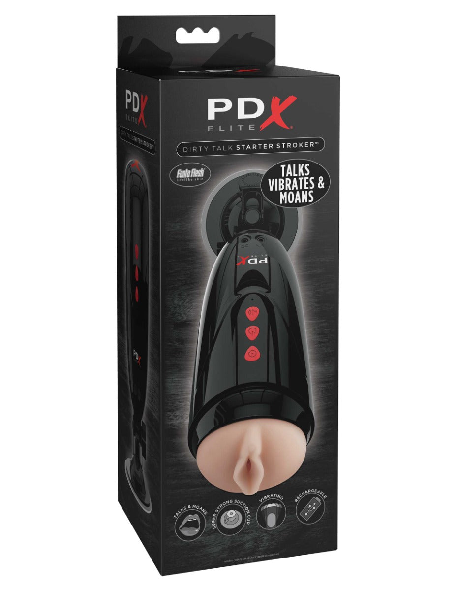 Pipedream Pdx Elite - Dirty Talk Starter Stroker in Flesh Pink/Black