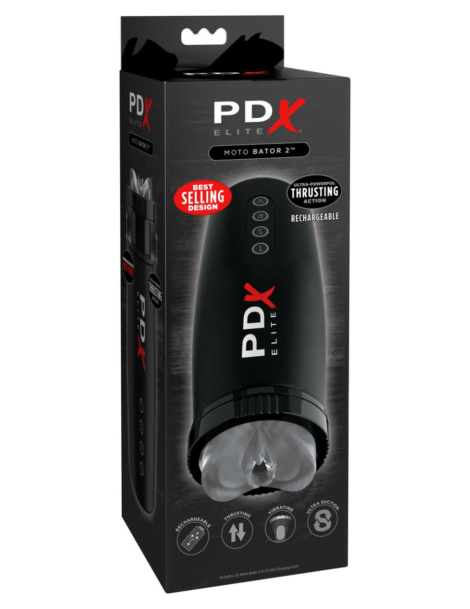 Pipedream Pdx Elite - Moto-Bator 2  in Clear/Black