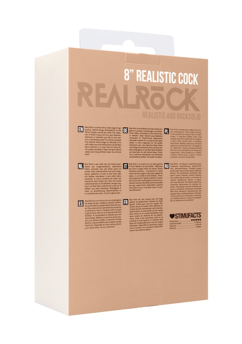 RealRock by Shots 8" Realistic Cock With Scrotum in Skin – product detail view
