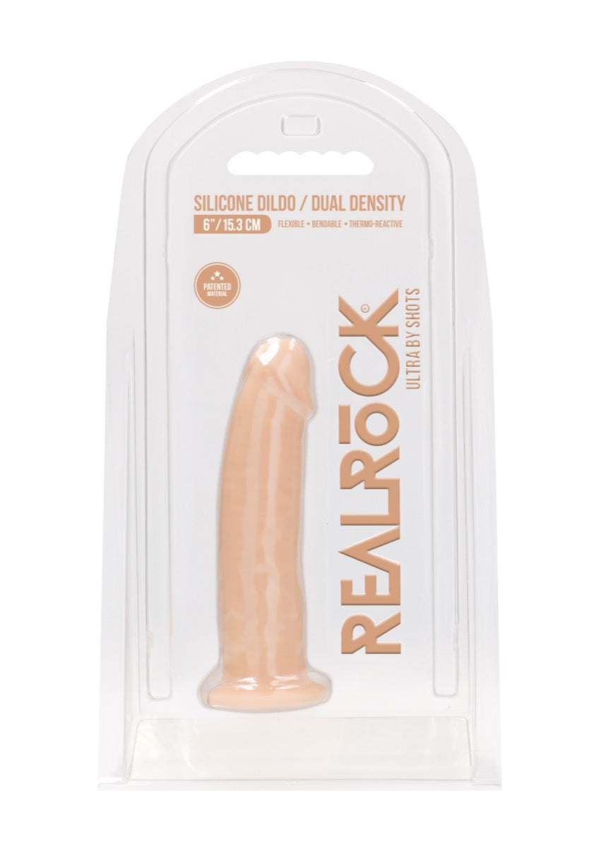 RealRock by Shots Silicone Dildo – 6" Without Balls in Flesh 