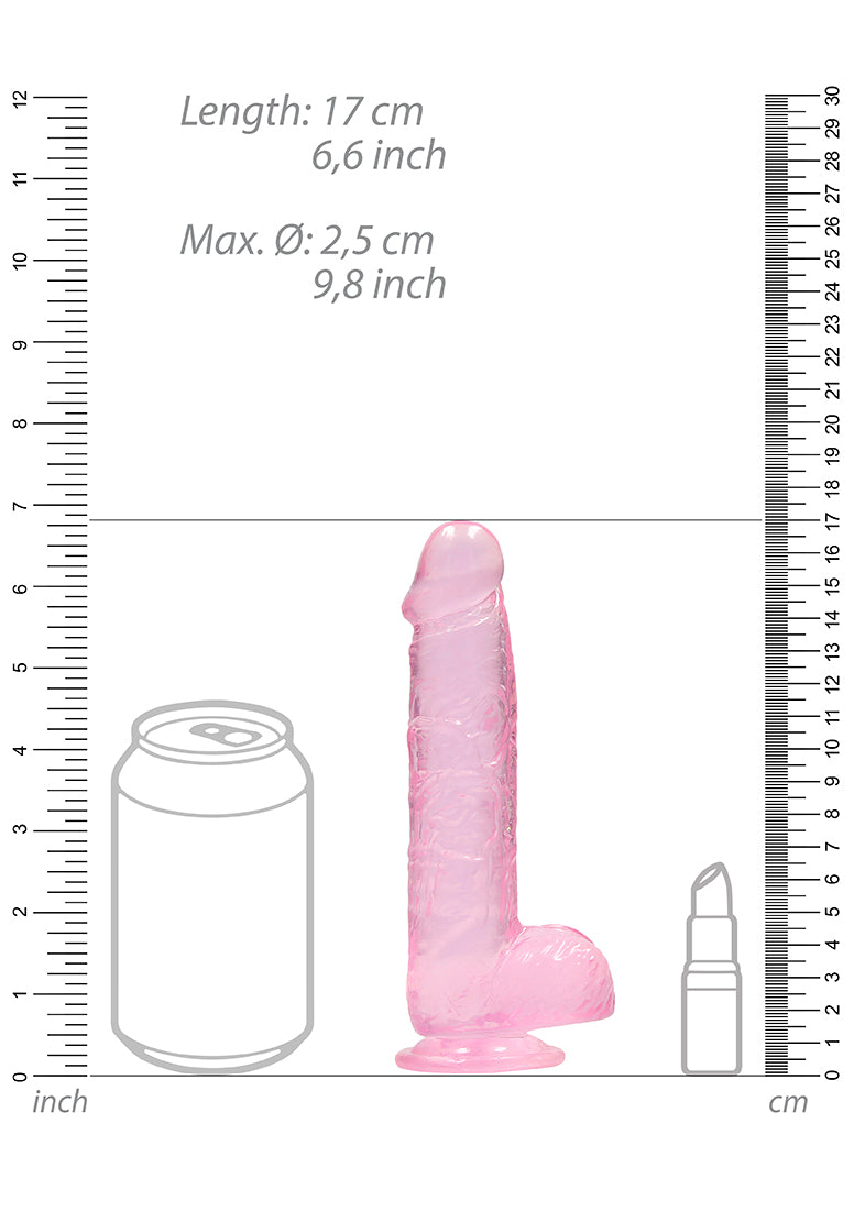 RealRock by Shots Crystal Clear Dildo With Balls – 6" in Pink – additional product view 