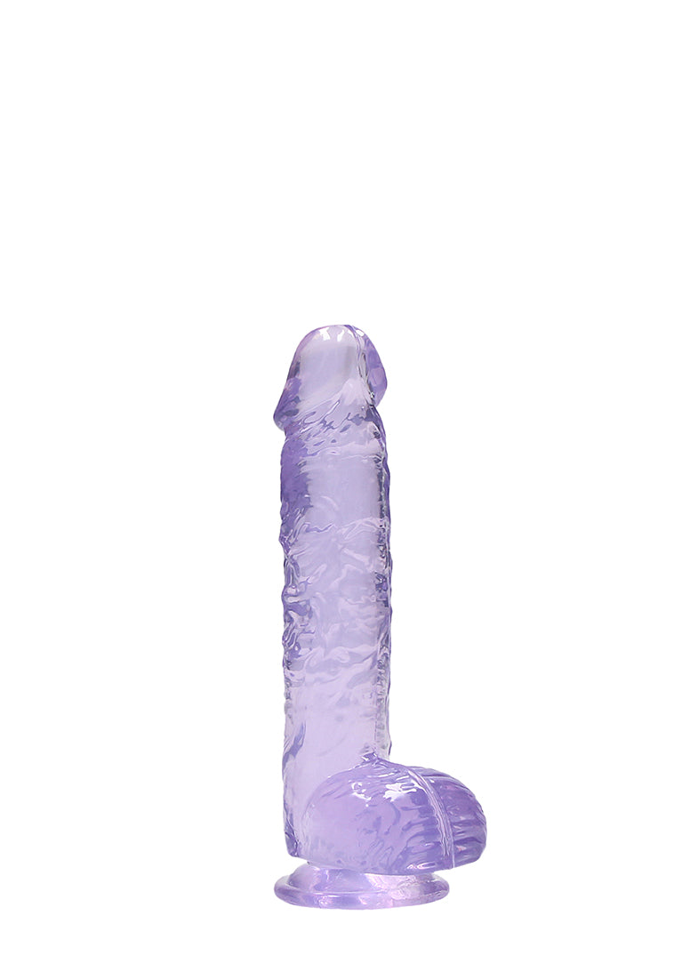 RealRock by Shots Crystal Clear Dildo With Balls – 6" in Purple – additional product view 
