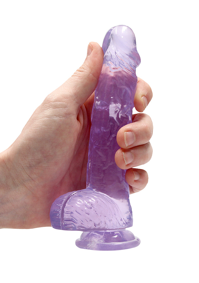 RealRock by Shots Crystal Clear Dildo With Balls – 6" in Purple – additional product view 