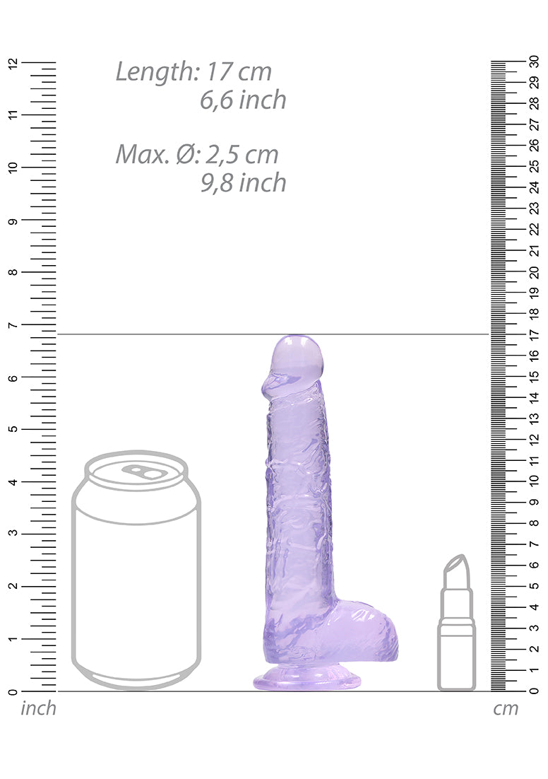 RealRock by Shots Crystal Clear Dildo With Balls – 6" in Purple – additional product view 
