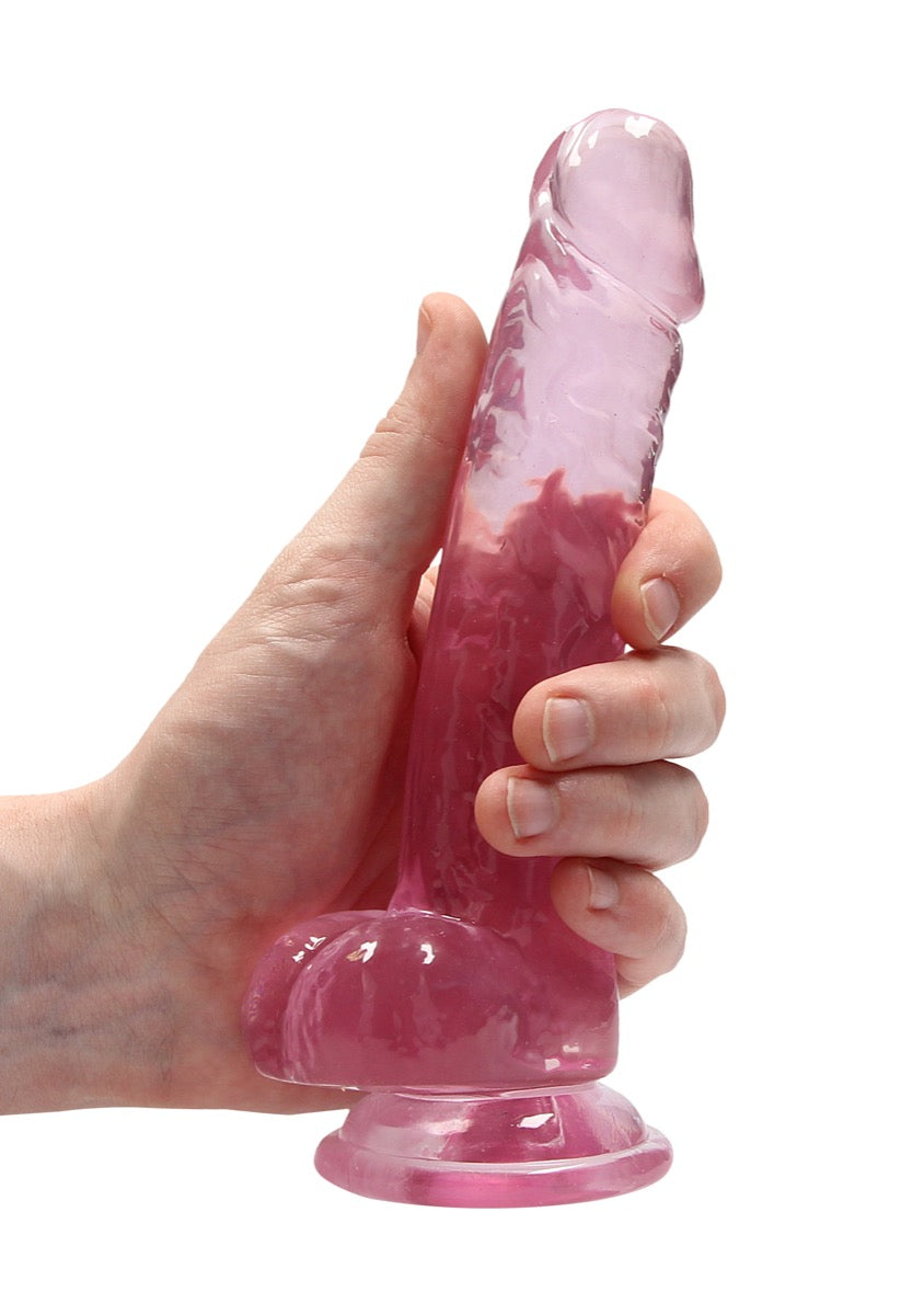 RealRock by Shots Crystal Clear Dildo With Balls – 7" in Pink – additional product view 