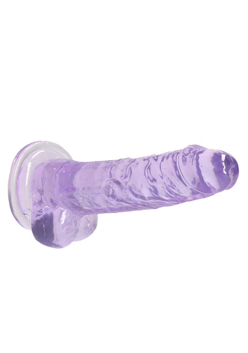 RealRock by Shots Crystal Clear Dildo With Balls – 7" in Purple – additional product view 