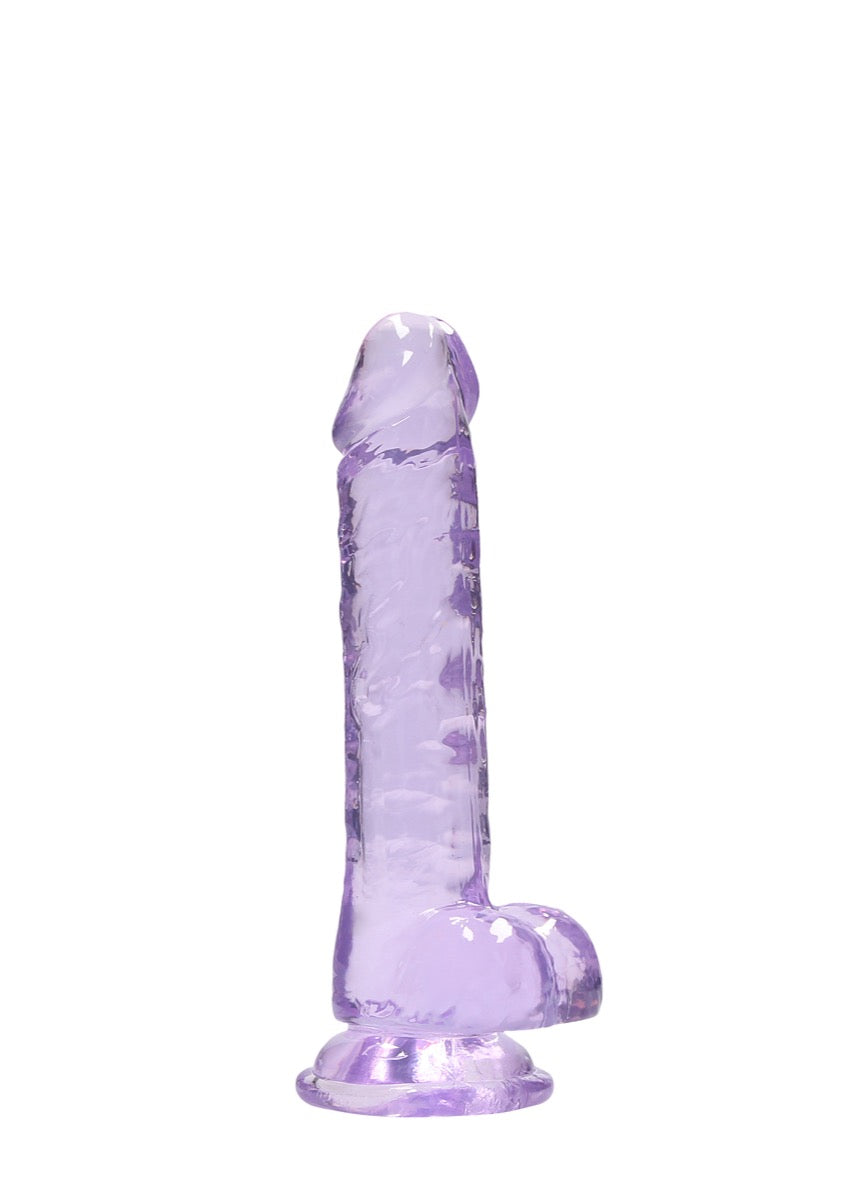 RealRock by Shots Crystal Clear Dildo With Balls – 7" in Purple – additional product view 