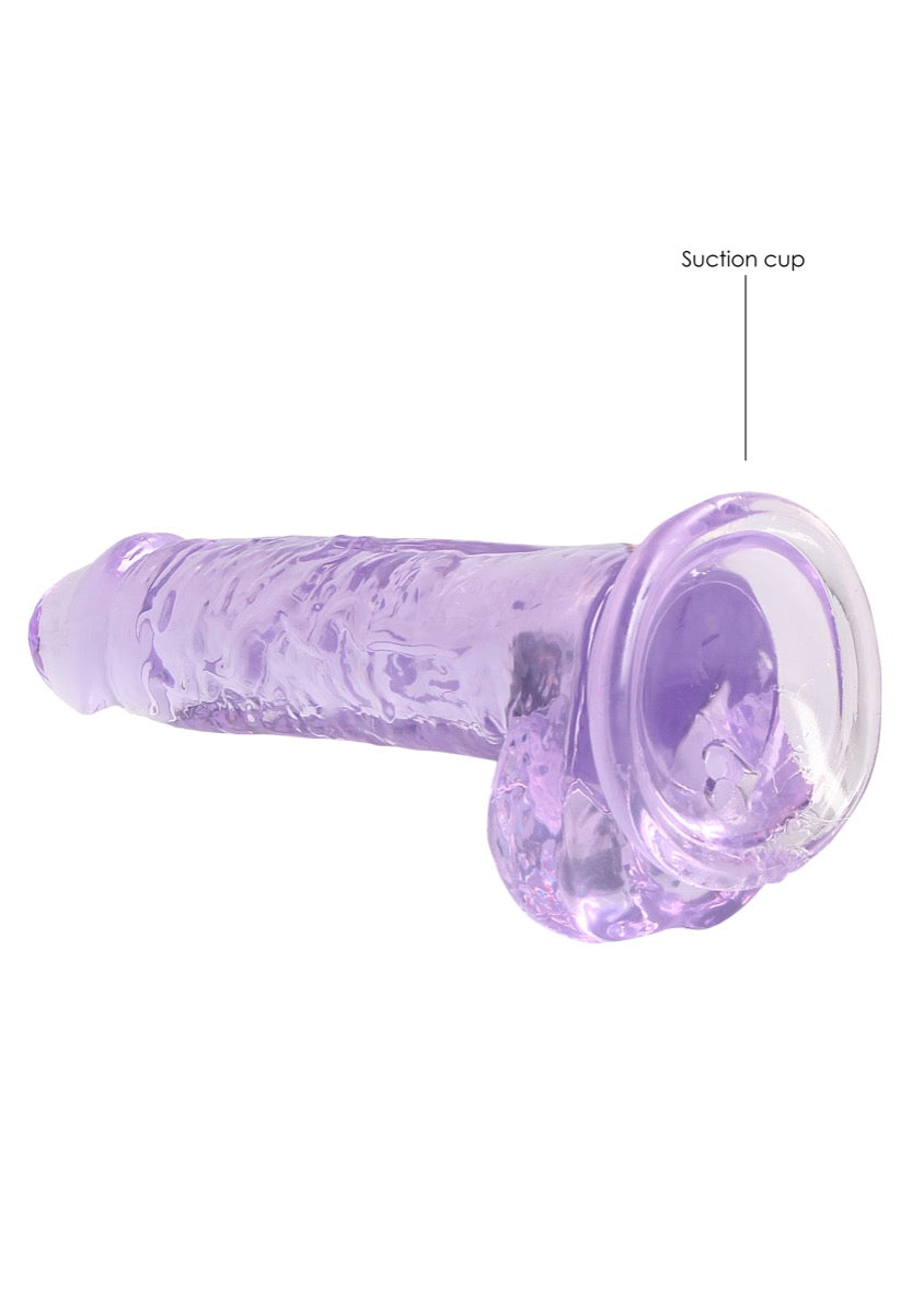 RealRock by Shots Crystal Clear Dildo With Balls – 7" in Purple – additional product view 