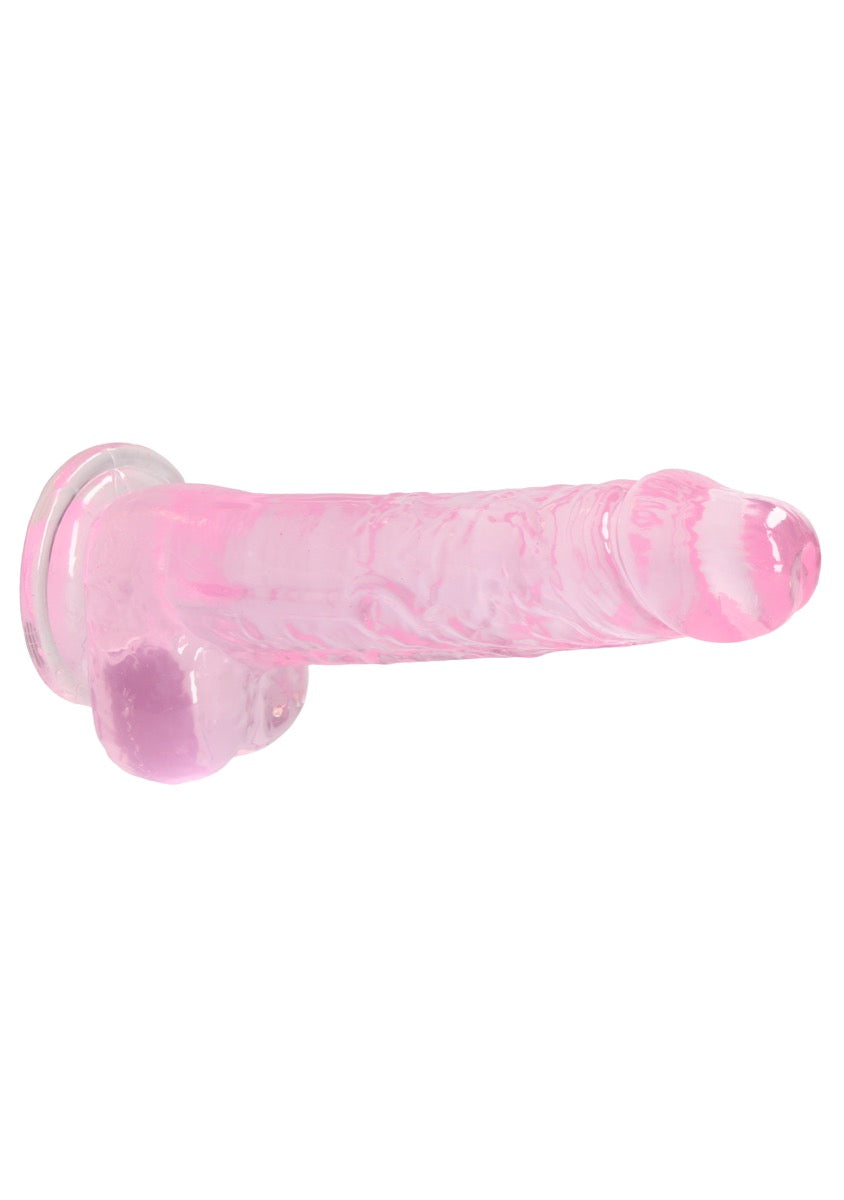 RealRock by Shots Crystal Clear Dildo With Balls – 8" in Pink – additional product view 