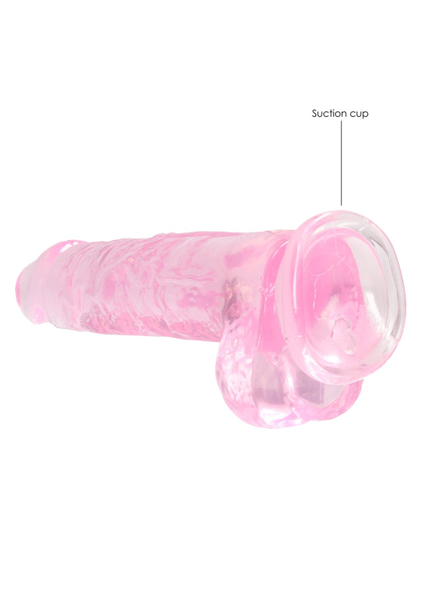 RealRock by Shots Crystal Clear Dildo With Balls – 8" in Pink – additional product view 