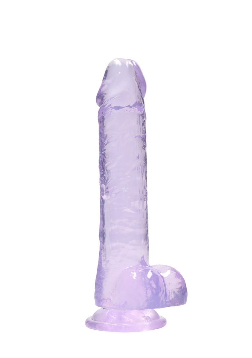 RealRock by Shots Crystal Clear Dildo With Balls – 8" in Purple – additional product view 
