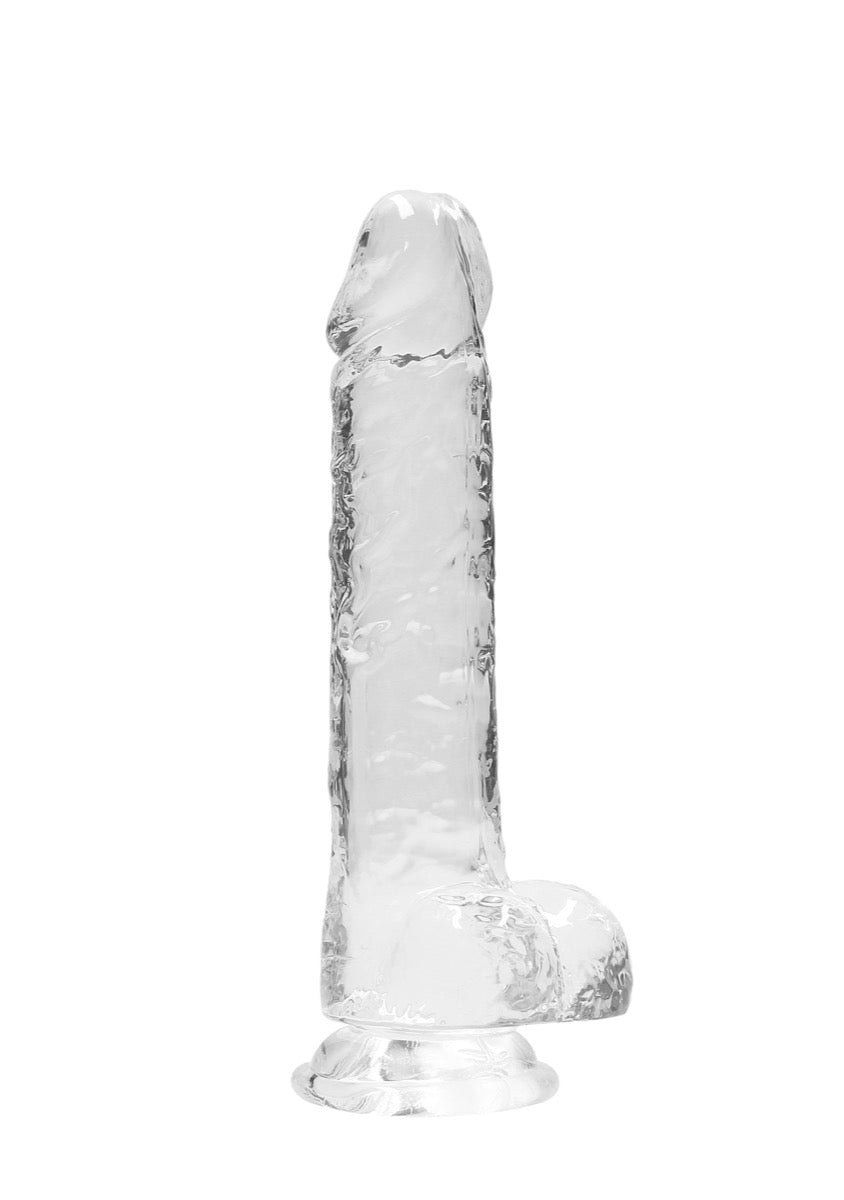 RealRock by Shots Crystal Clear Dildo With Balls – 8" in Clear 