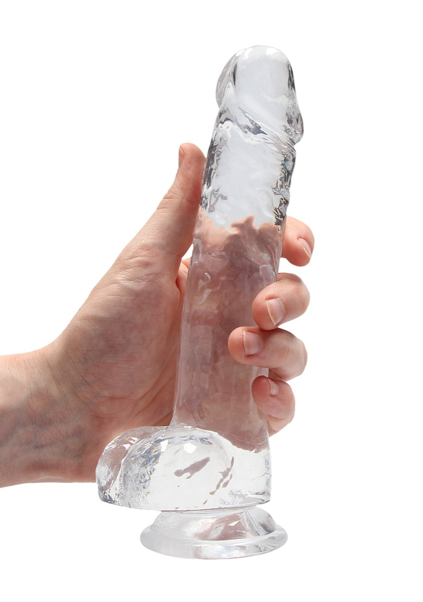 RealRock by Shots Crystal Clear Dildo With Balls – 8" in Clear – additional product view 