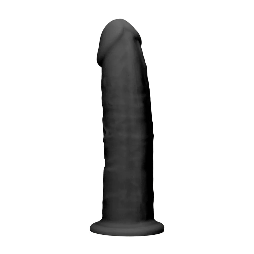 RealRock by Shots Silicone Dildo – 6" Without Balls in Black 