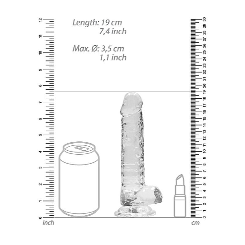 RealRock by Shots Crystal Clear Dildo With Balls – 7" in Clear – additional product view 