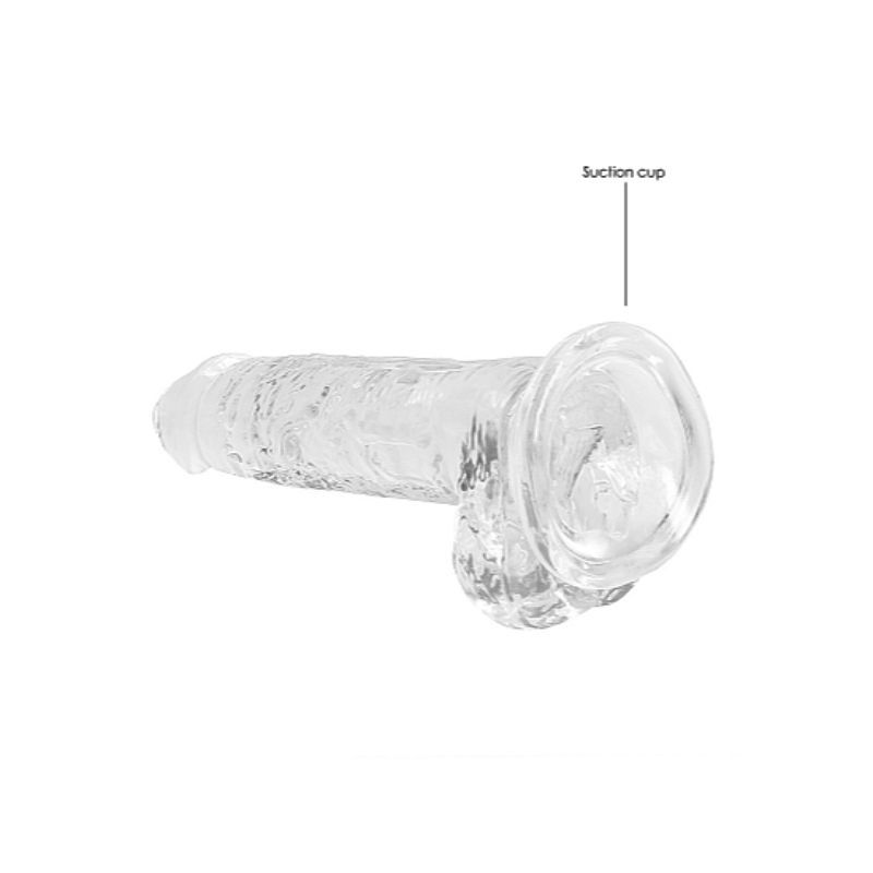RealRock by Shots Crystal Clear Dildo With Balls – 7" in Clear – additional product view 