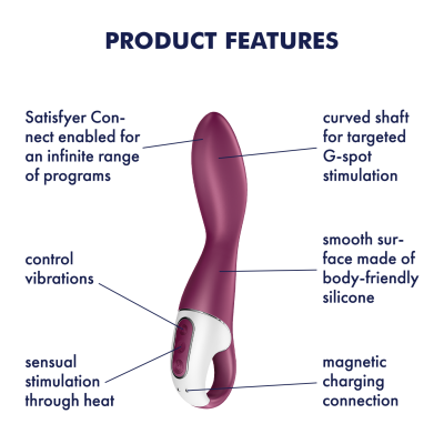 Satisfyer Heated Thrill Connect App in Berry – feature infographic