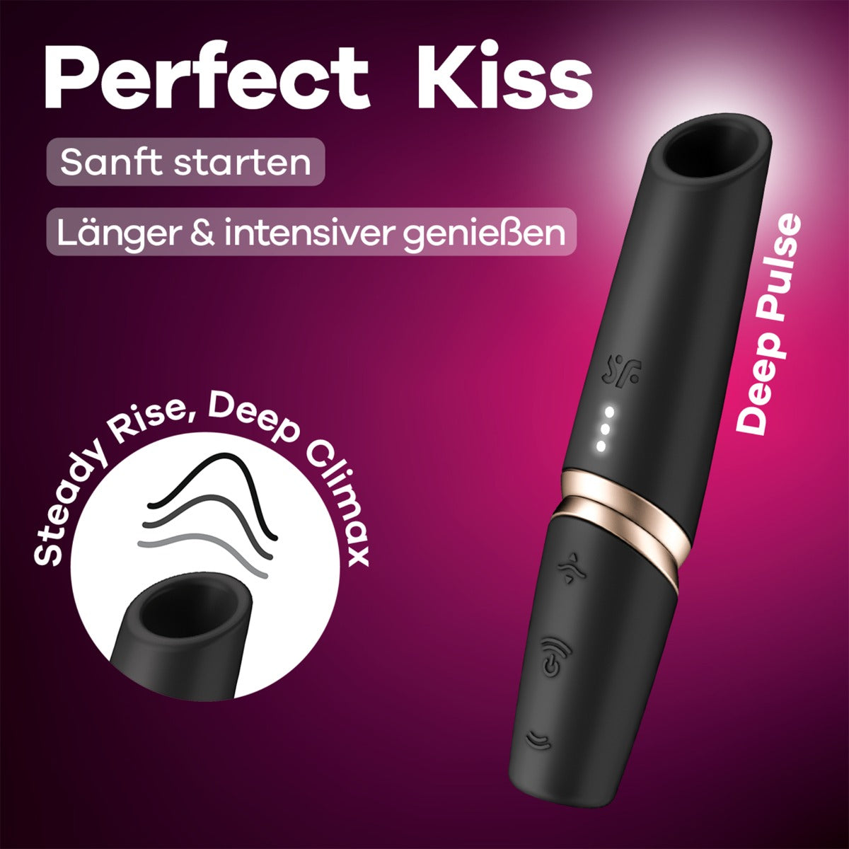 Satisfyer Perfect Kiss in Black and Gold – with retail packaging