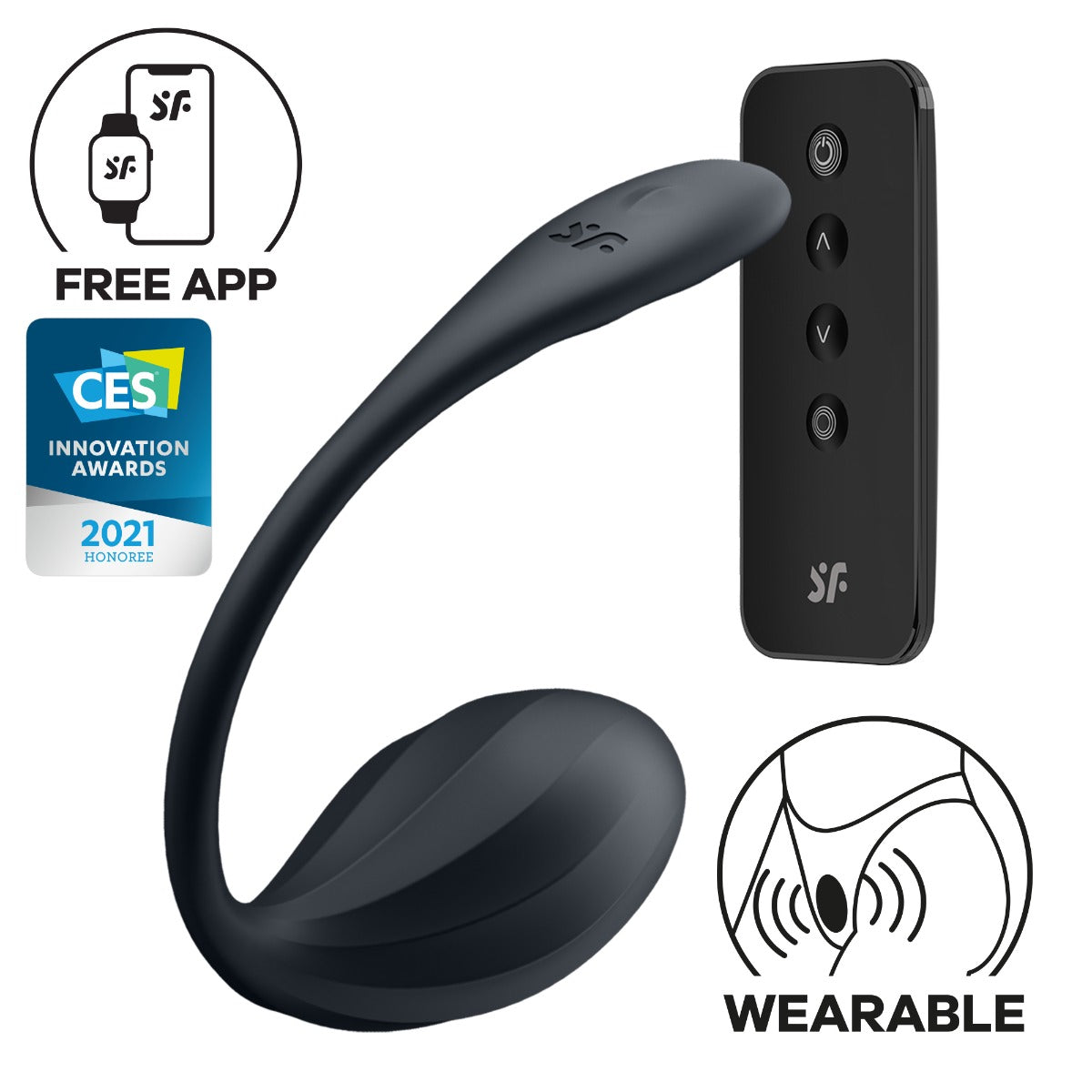 Satisfyer Ribbed Petal Connect App in Black – alternate product view