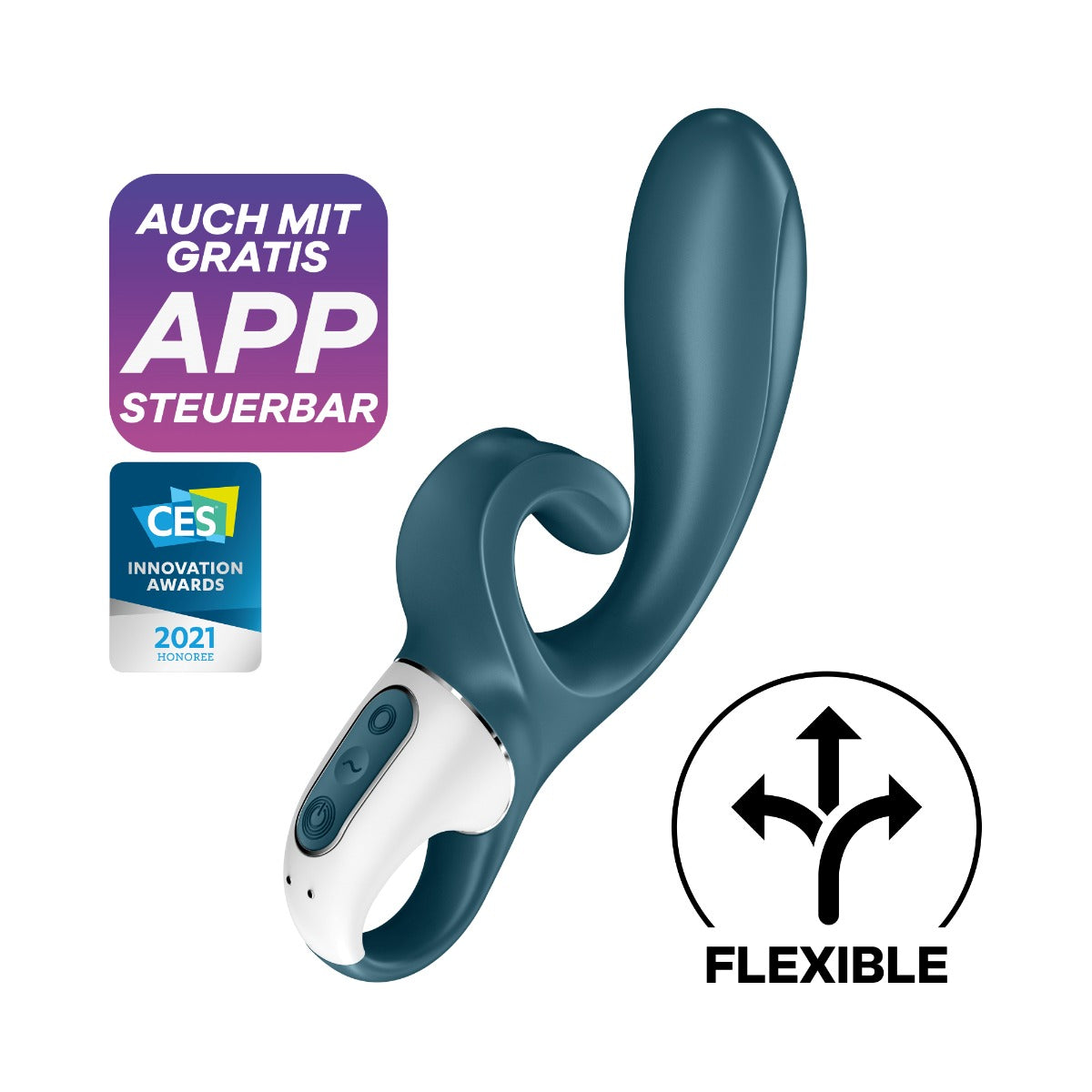 Satisfyer Hug Me Connect App in Blue/Grey – front view #Colour_Blue_Grey