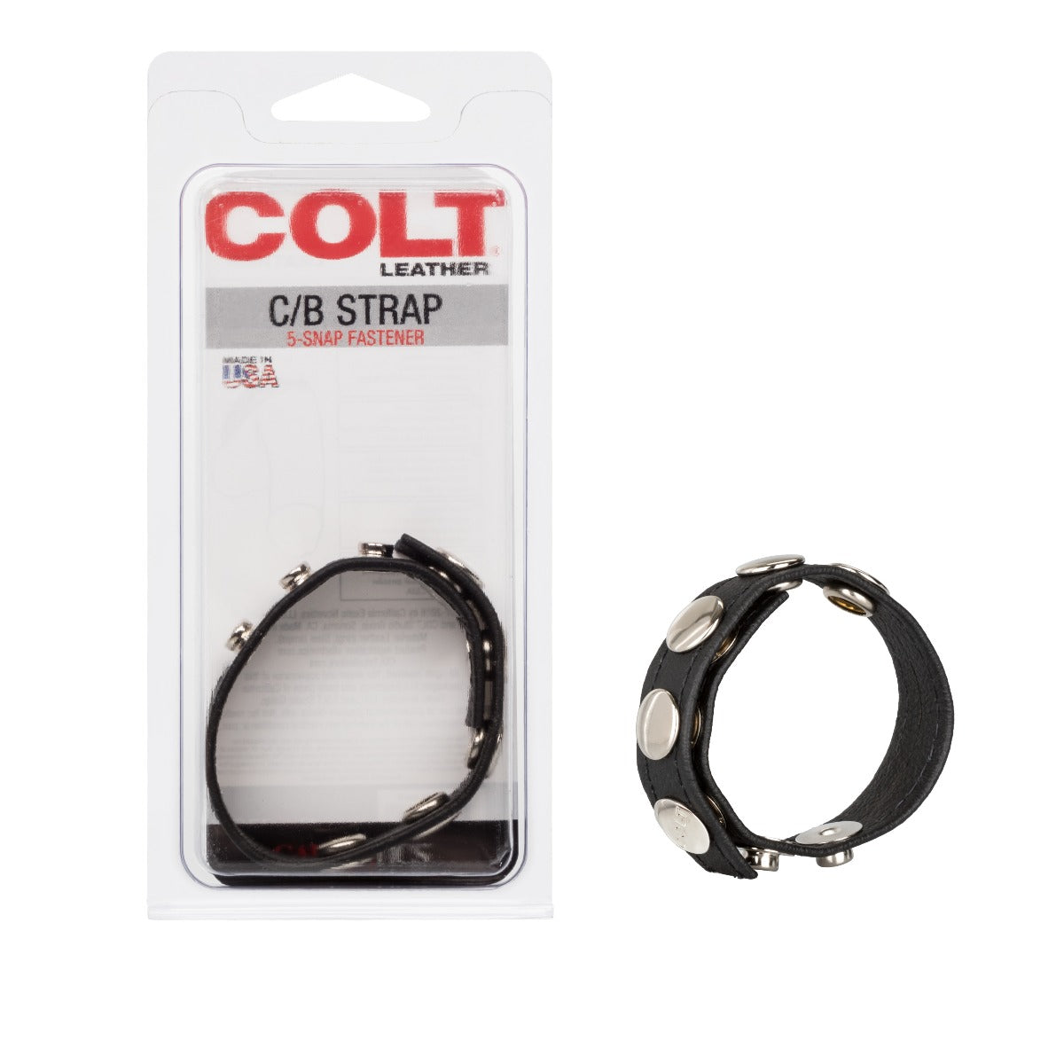 COLT Leather C/B Strap 5-Snap Fastener in Black
