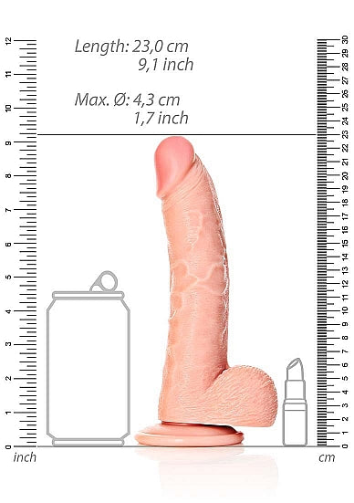 RealRock by Shots Curved Realistic Dildo &amp; Balls With Suction Cup – 8" – product detail view