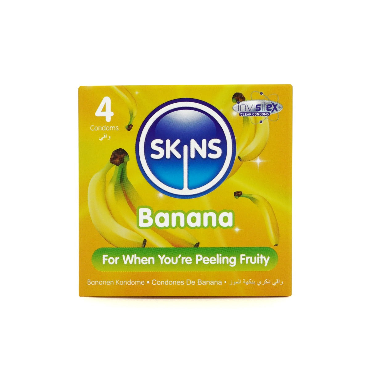 Skins Banana Premium Condoms - 4 Pack - front view