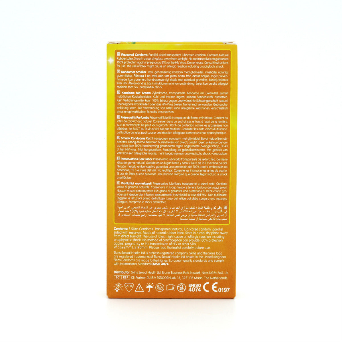 Skins Banana Premium Condoms - 8 Pack - back view
