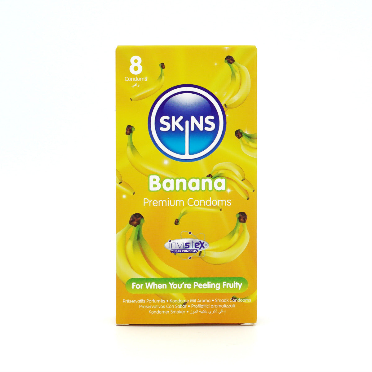 Skins Banana Premium Condoms - 8 Pack - front view