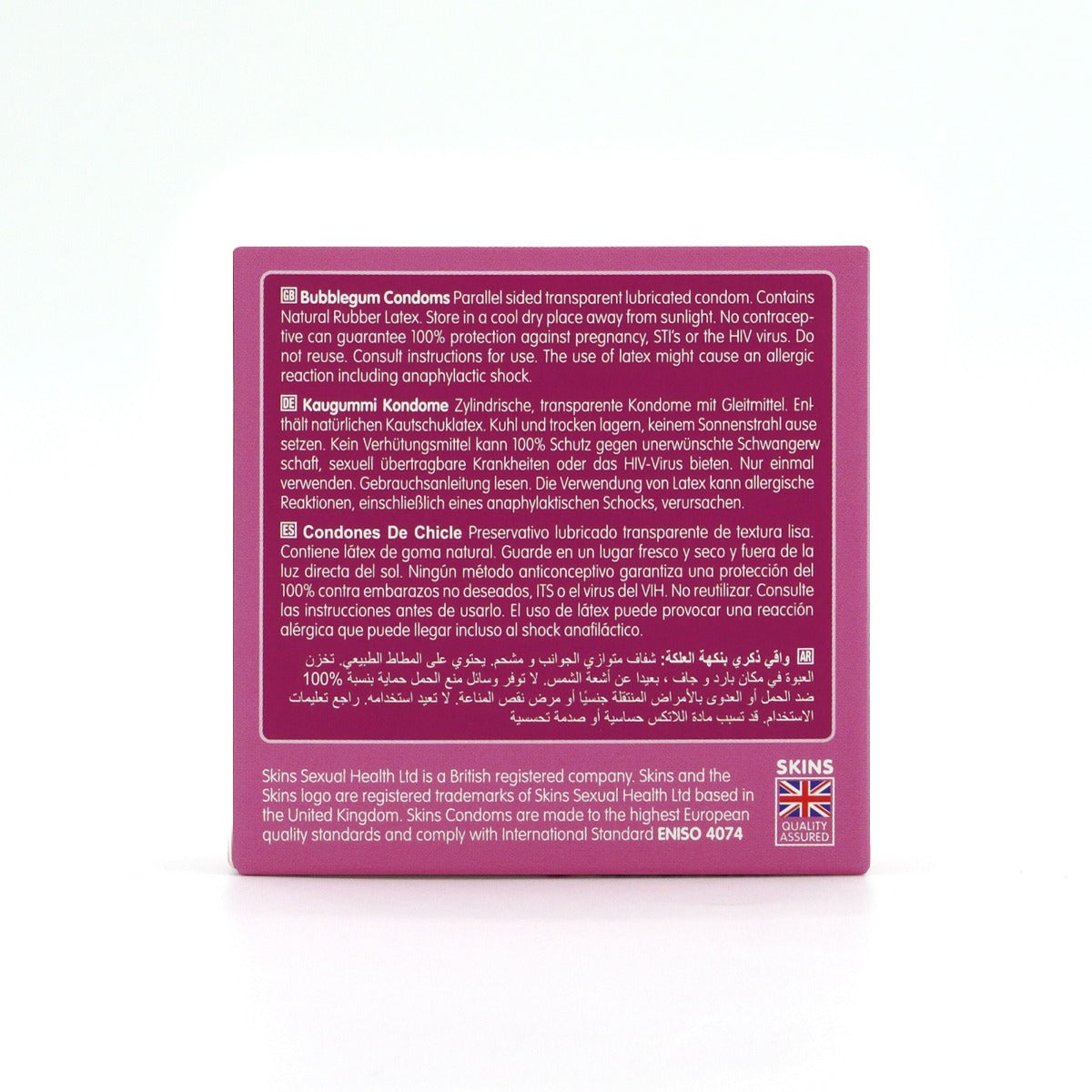 Skins Bubblegum Premium Condoms - 4 Pack - back view