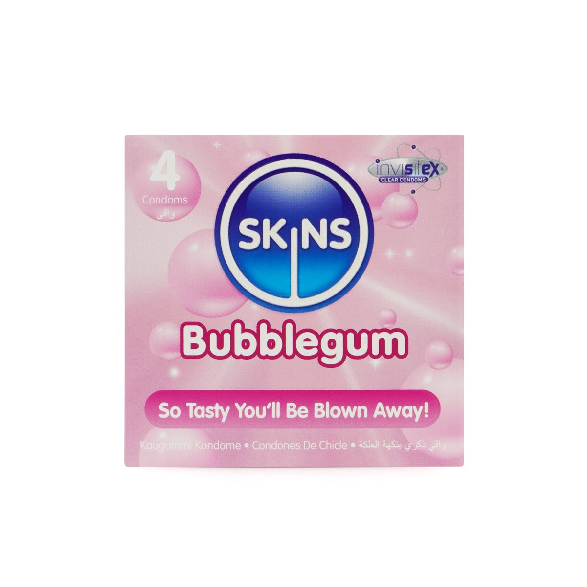 Skins Bubblegum Premium Condoms - 4 Pack - front view