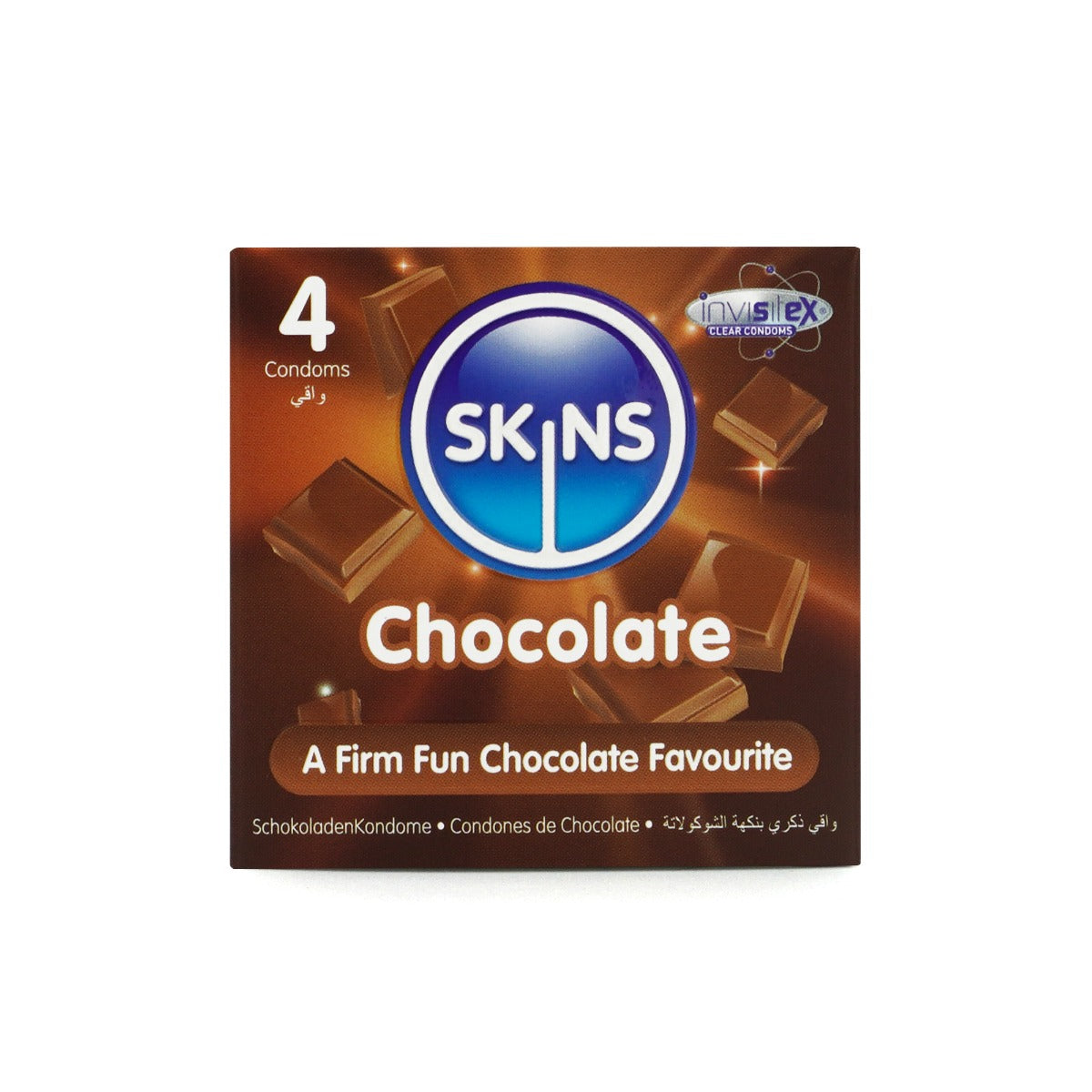 Skins Chocolate Premium Condoms - 4 Pack - front view