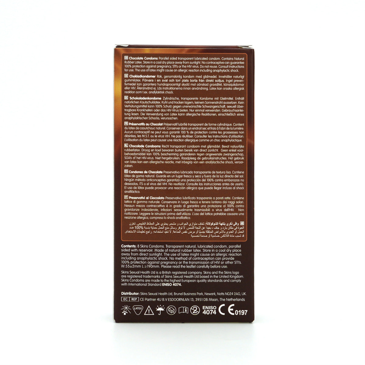 Skins Chocolate Premium Condoms - 8 Pack - back view