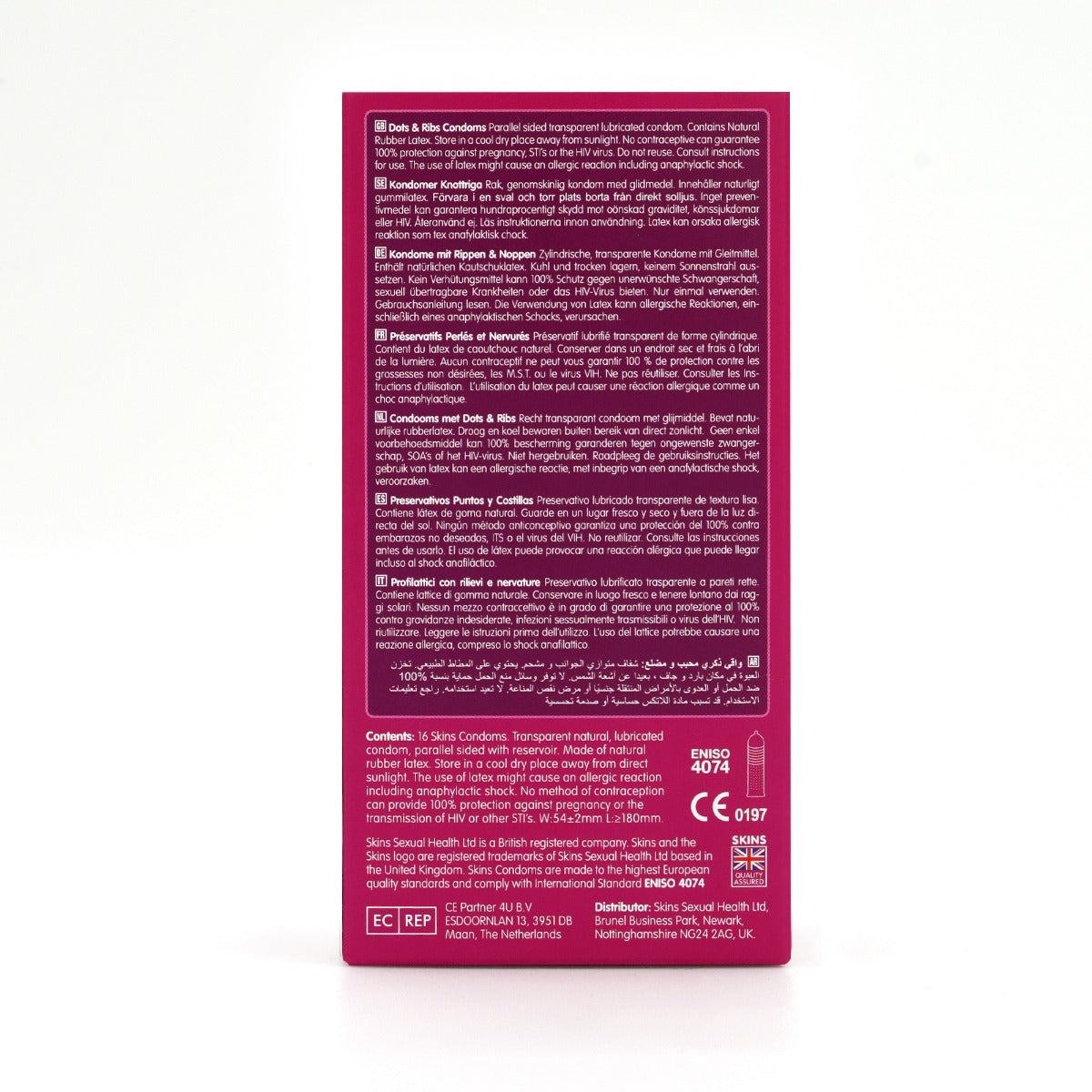 Skins Dots &amp; Ribs Premium Condoms - 16 Pack - back view
