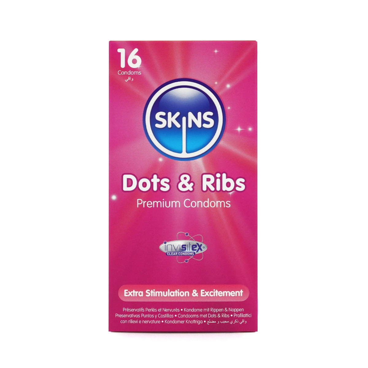 Skins Dots &amp; Ribs Premium Condoms - 16 Pack - front view