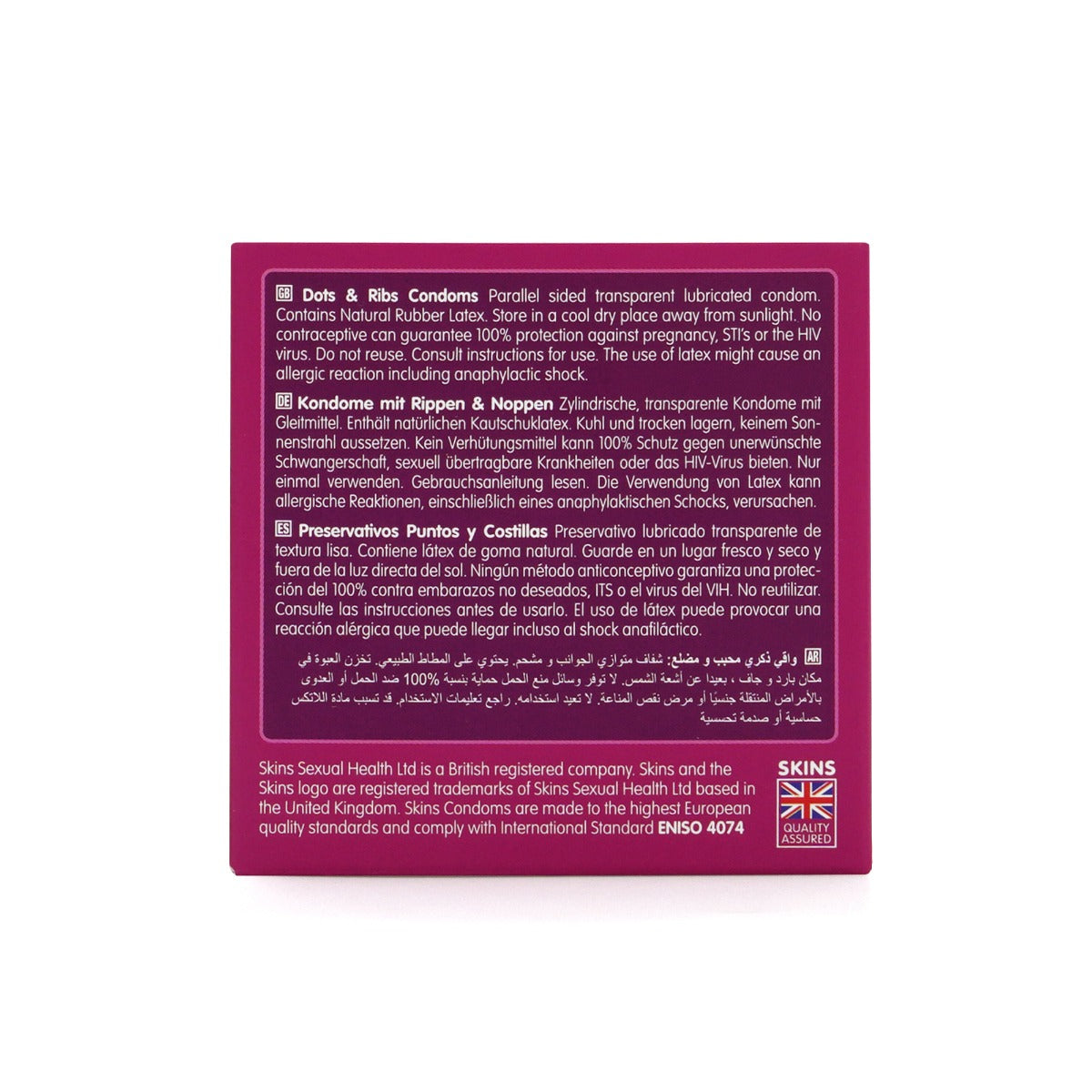 Skins Dots &amp; Ribs Premium Condoms - 4 Pack - back view