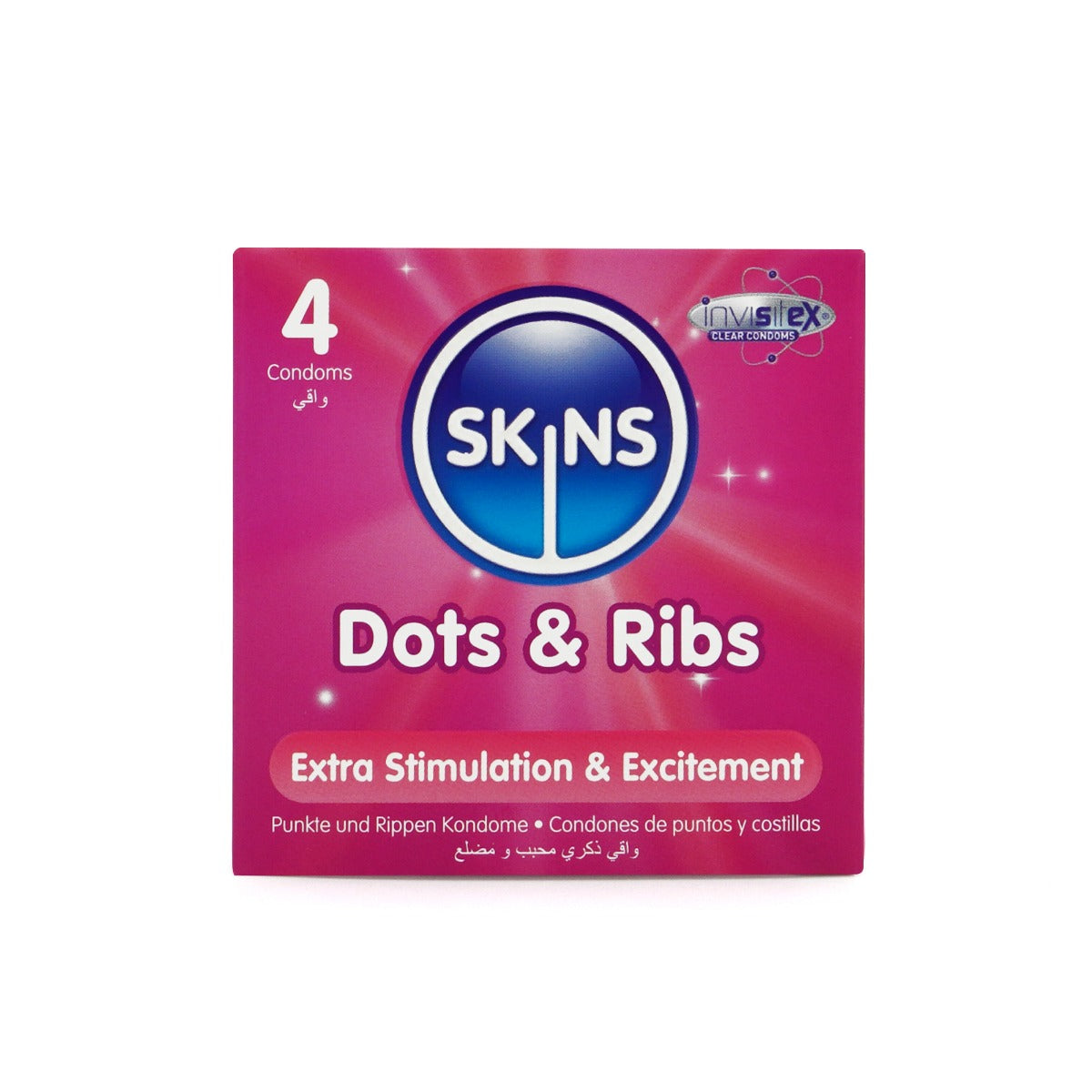 Skins Dots &amp; Ribs Premium Condoms - 4 Pack - front view