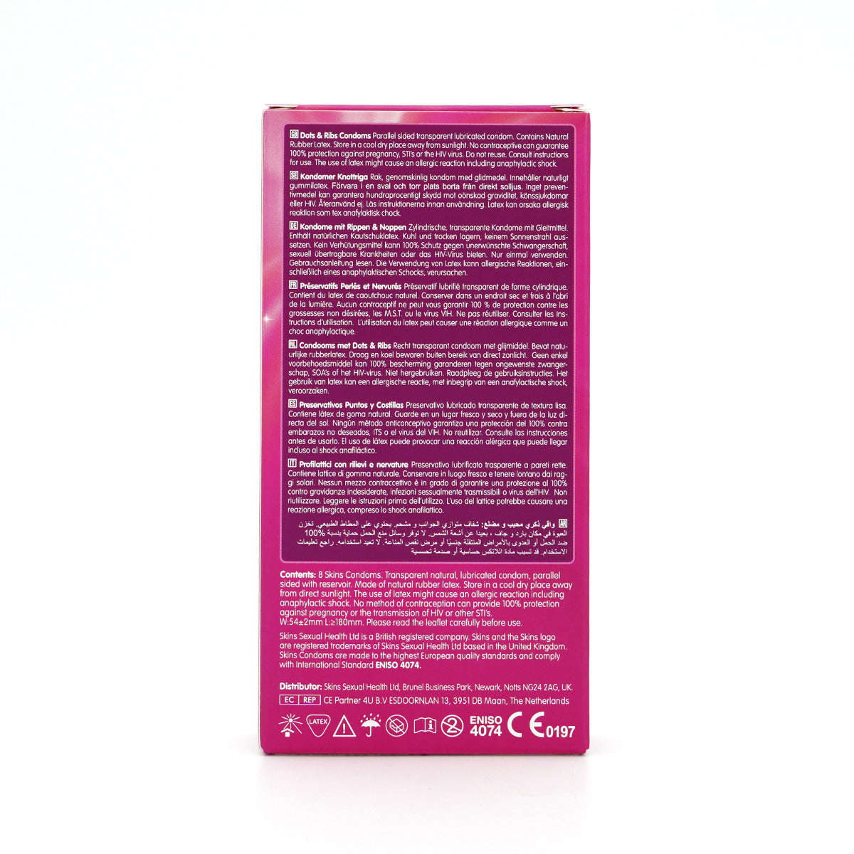 Skins Dots &amp; Ribs Premium Condoms - 8 Pack - back view