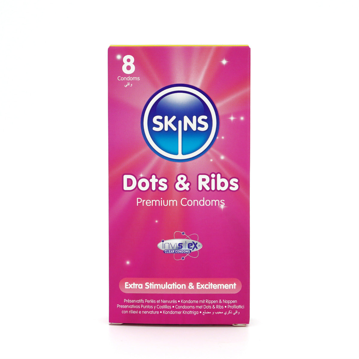 Skins Dots &amp; Ribs Premium Condoms - 8 Pack - front view