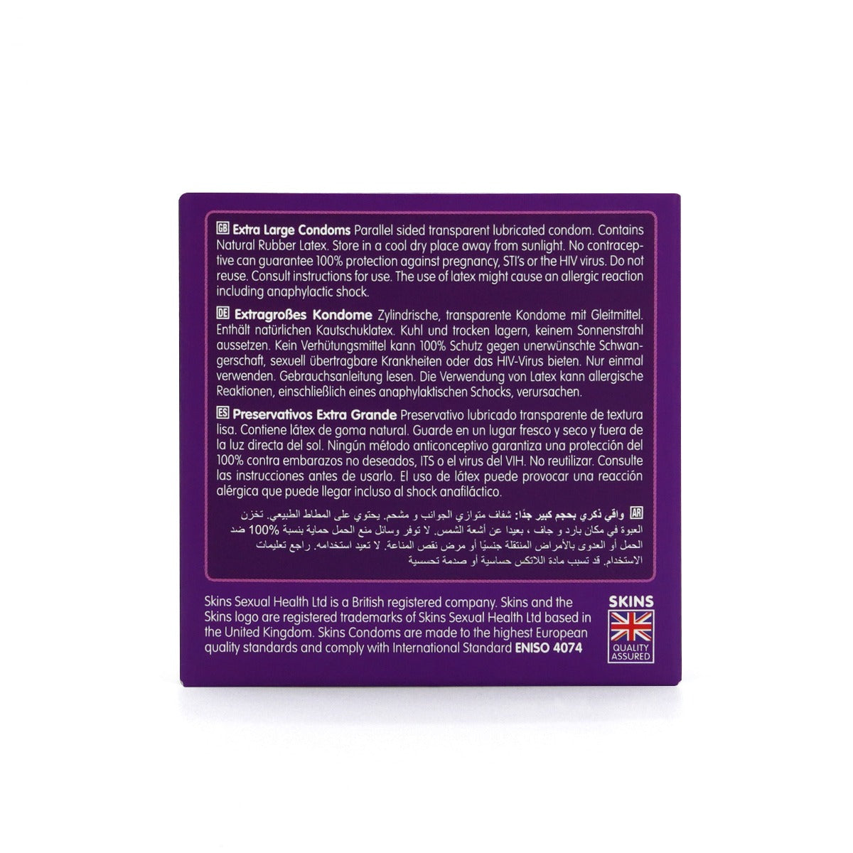 Skins Extra Large Premium Condoms - 4 Pack - back view