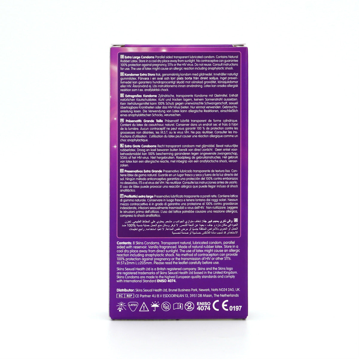 Skins Extra Large Premium Condoms - 8 Pack - back view