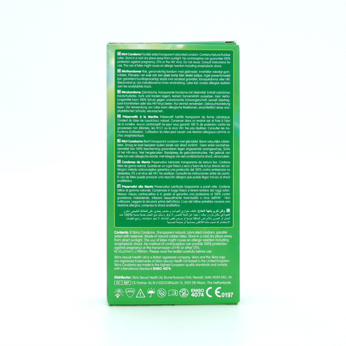 Skins Mint Condoms - 8 Pack - back view