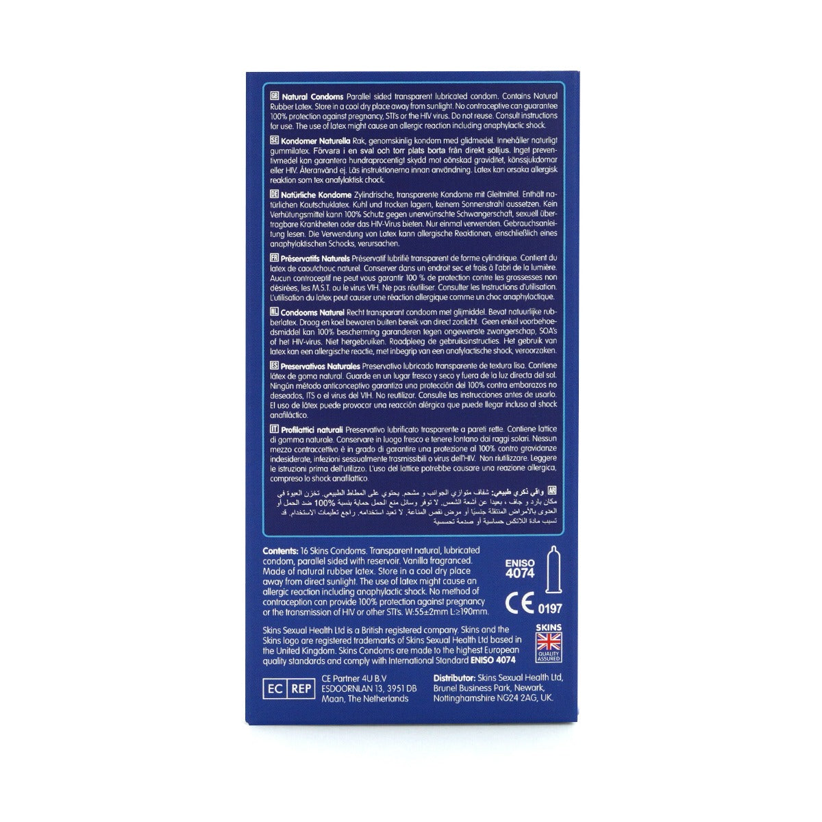Skins Natural Premium Condoms - 16 Pack - back view