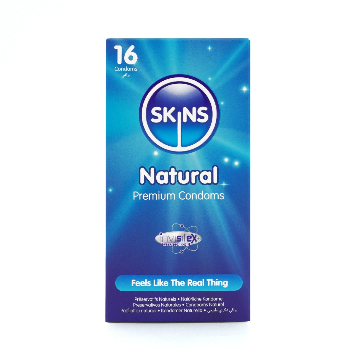 Skins Natural Premium Condoms - 16 Pack - front view