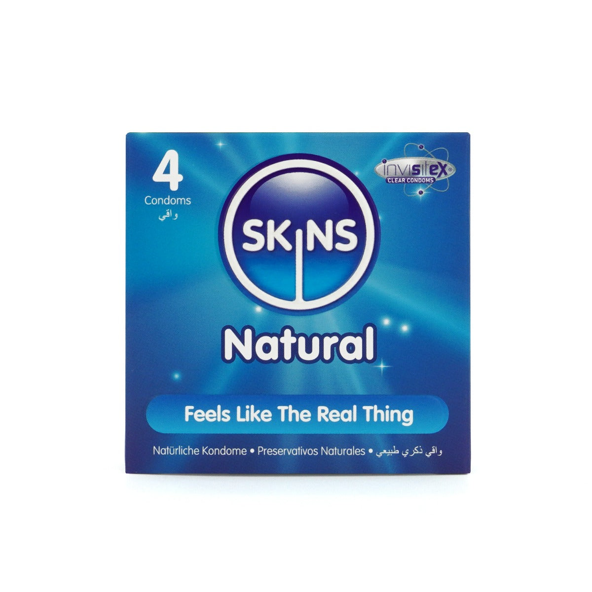 Skins Natural Premium Condoms - 4 Pack - front view