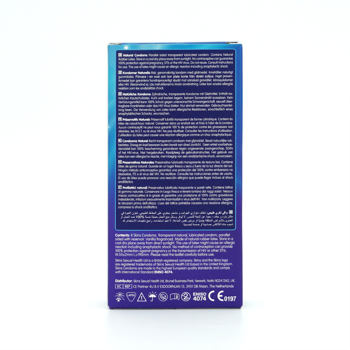 Skins Natural Premium Condoms - 8 Pack - back view