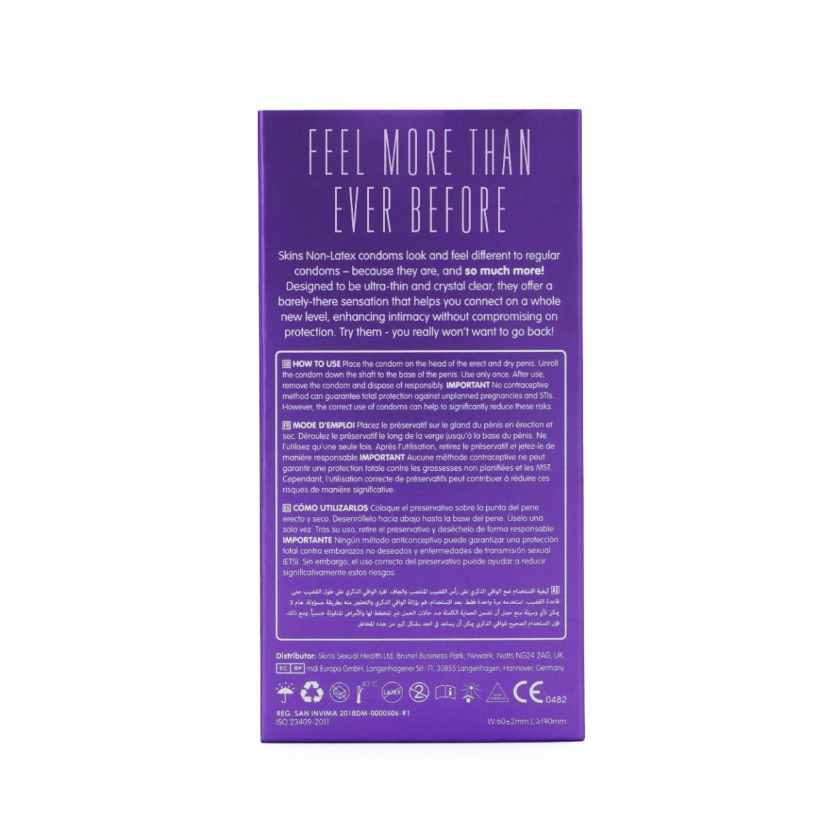 Skins Non-Latex XL Super Thin Premium Condoms - 8 Pack - back view