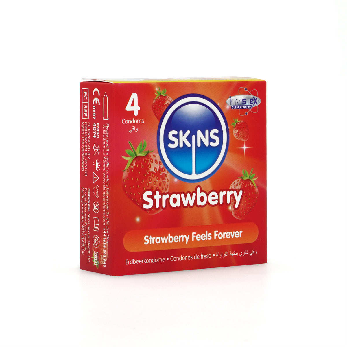 Skins Strawberry Premium Condoms - 4 Pack - packaging