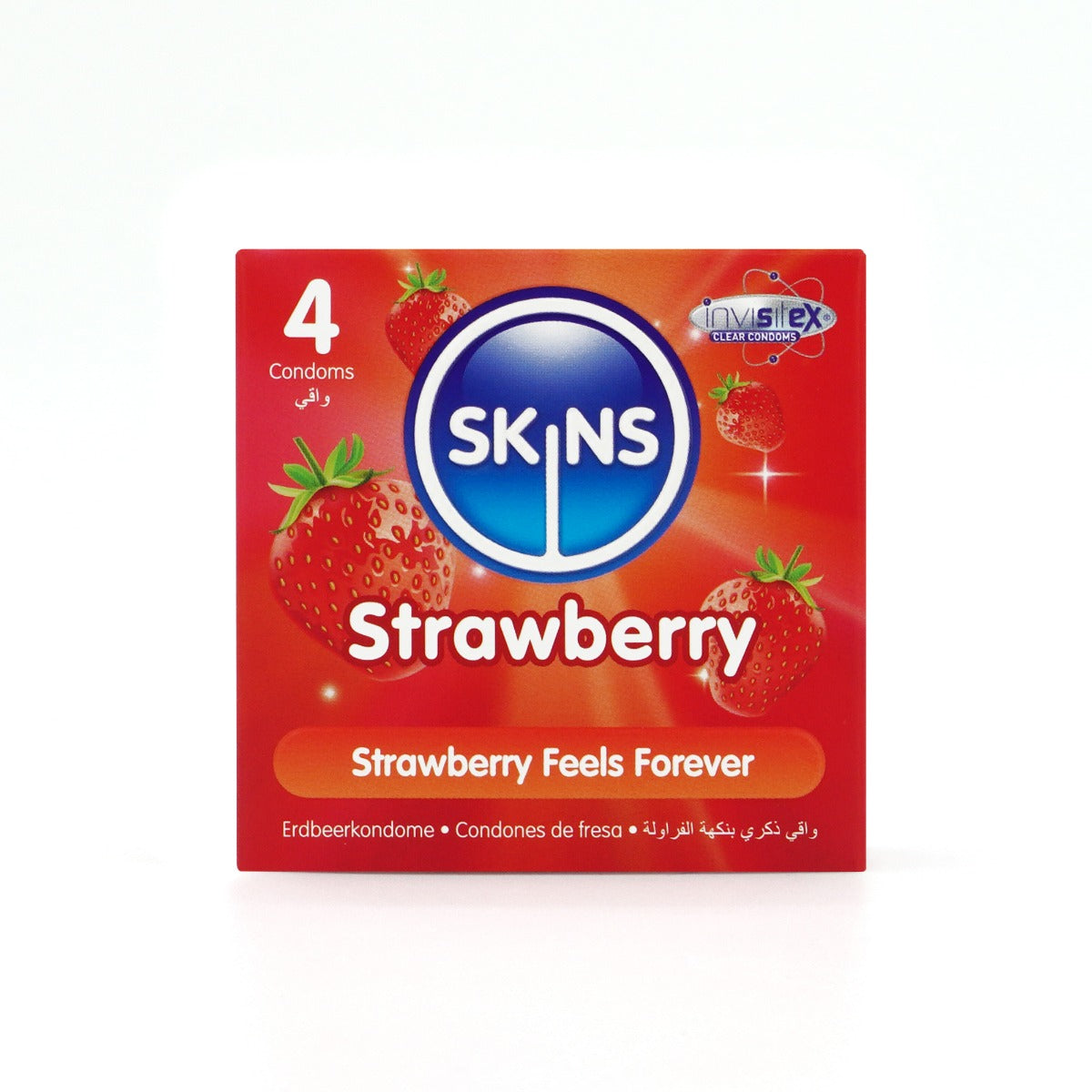 Skins Strawberry Premium Condoms - 4 Pack - front view