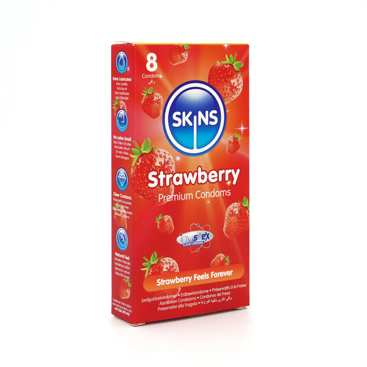 Skins Strawberry Premium Condoms - 8 Pack - packaging